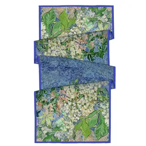 180cm Van Gogh Lilacs oil painting silk scarf with elegant snake-fold display