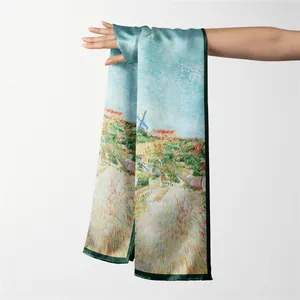 Van Gogh Van Gogh vegetable garden painting silk scarf with elegant green borders