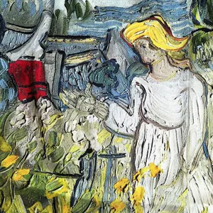 Foulard 90cm style peinture à l'huile Van Gogh avec imprimé floral artistique femme