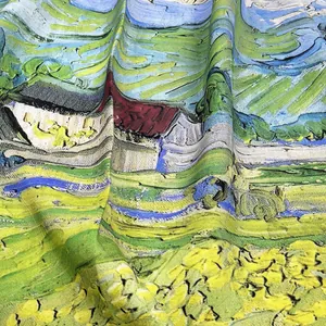 Französisches Seidentuch mit Van Gogh Ölgemälde-Landschaft und edler Köperbindung