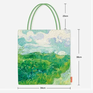 Tableau des tailles détaillé du sac cabas en toile Van Gogh Iris avec mesures