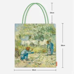 Détail du sac cabas artistique Van Gogh avec dimensions et peinture First Steps