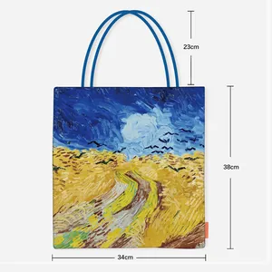 Tableau détaillé des tailles du sac en toile Van Gogh avec dimensions hauteur et largeur