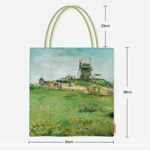 Détails des dimensions du sac fourre-tout en toile avec motif de Van Gogh