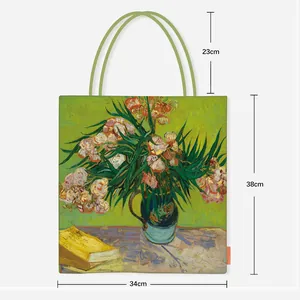 Sac en toile imprimé Van Gogh affichant les dimensions 38x34cm et la poignée de 23cm