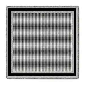 Classic black and white houndstooth square scarf with tassel fringe and black borders