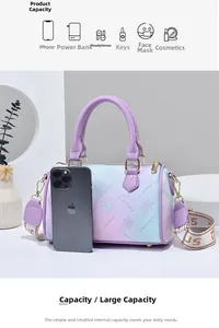 Spacious interior of gradient Boston bag showing room for phone and daily essentials