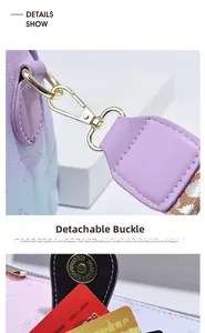 Détail du sac dégradé lavande avec fermoir magnétique et fentes pour cartes internes