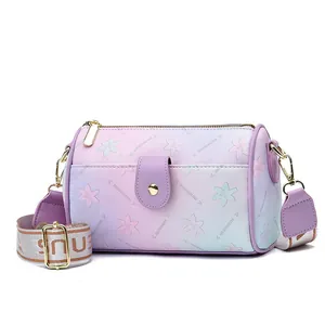 Sac Boston Fashion Couleur Dégradée Pour Femmes Cuir PU Souple Grande Capacité Sac à Bandoulière Épaule Avec Imprimé Floral Large Sangle Main