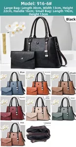 Litchi pattern faux leather tote bag with matching envelope clutch in eight colors