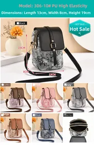 Detail of floral texture on vintage PU mini crossbody bag with double zipper and flap