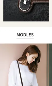 Detail of black pebbled leather texture and brown trim stitching on a women's crossbody bag