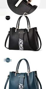 Detail view of large capacity tote bag featuring faux leather texture and snakeskin accent