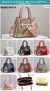 Detail of crocodile embossed leather tote bag featuring internal compartments and 8 colors