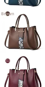 Close-up of stylish lychee-textured leather handbags in brown and wine red tones