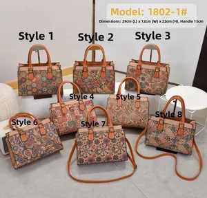 Detailed set of 8 ethnic print tote bags with cork texture and brown faux leather handles