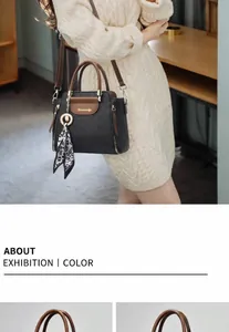 Detail der schwarzen gesteppten Schultertasche mit Leoparden-Schal und braunem Griff