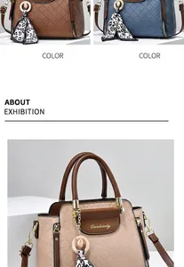 Detailansicht geprägter Ledertaschen mit Seidenschal-Anhängern und Trageriemen