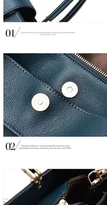 Detail of high-quality leather tote with ergonomic bridge handle and secure magnetic snap