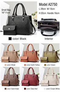 Griglia dettagliata di borse tote in pelle intrecciata in sette colori con dimensioni