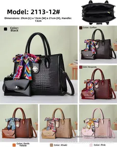 Detailed views of crocodile-patterned handbags in 6 colors with internal zipper pocket