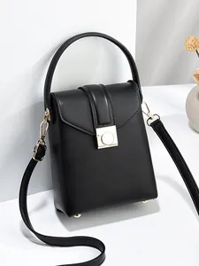 Borsa a Tracolla per Cellulare Mini in Pelle PU da Donna Con Chiusura in Metallo Elegante Borsa a Mano a Tracolla Quadrata Verticale Piccola Borsa a Scatola