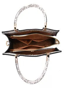 Sac fourre-tout blanc à monogramme et effet crocodile avec compartiments spacieux dorés
