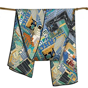 Women Paris City Architecture Urban Building Print Satin Long Scarf Fashion Artistic Elegant Travel Wrap Scarf