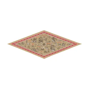 Classic diamond-shaped twill silk scarf with vintage nautical map and sailing ship print