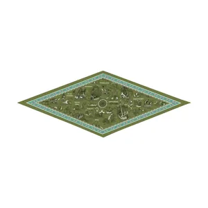 Nordic rhombus silk scarf with nautical illustrations and vintage sailing ship motifs