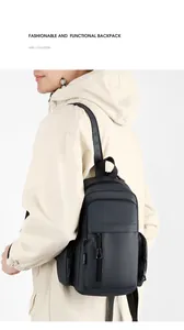 Fashionable waterproof nylon chest bag with adjustable straps and front zip pocket
