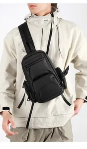 Détails du sac de poitrine tactique noir multifonctionnel en nylon haute densité résistant