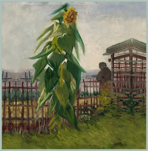 Artistic Van Gogh sunflower garden oil painting style silk scarf with vibrant floral patterns
