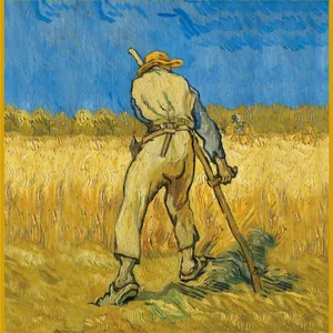 Classic Van Gogh Wheat Field with Reaper oil painting printed decorative square scarf