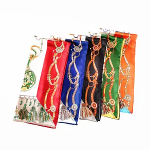 Silk scarf set with horse bridle and chain patterns in six assorted colors and textures