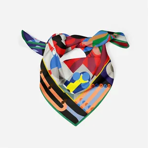 Foulard élégant 53cm en soie avec motifs artistiques abstraits géométriques et modernes