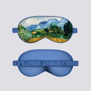 Van Gogh Oil Painting Style Sleep Mask Soft Satin Eye Shade For Women Men Travel Light Blocking Comfortable Elastic Strap Eyemask