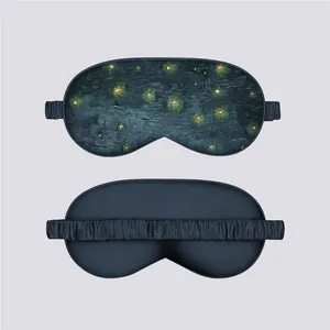 Detailed view of art oil painting sleep mask with soft satin texture and elastic strap