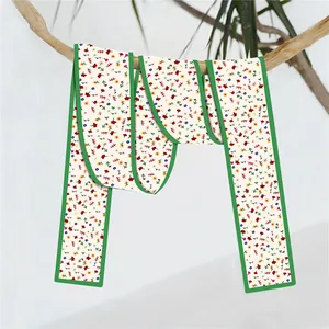 Foulard Skinny en Satin Vert pour Femmes Imprimé Floral Argyle Damier Bandeau Cheveux Ruban de Sac Cravate Mode