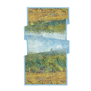 Foulard en soie Van Gogh Champ de blé avec une alouette 180x70cm écharpe décorative