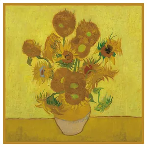 Μεταξωτό μαντήλι 90cm Van Gogh Ηλιοτρόπια με ζωντανά κίτρινα λουλουδάτα σχέδια