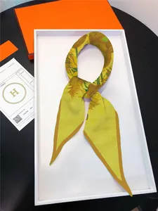French silk scarf with Van Gogh sunflower print and elegant luxury gift box packaging