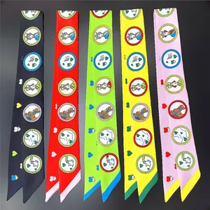 Foulard Twilly en Satin pour Femmes Avec Motif Cœur et Cheval pour Poignée de Sac Bandeau Cheveux Écharpe Multi-usages