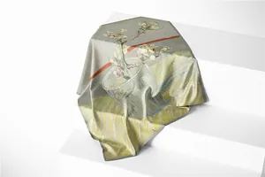 Artistic Van Gogh oil painting style floral print silk scarf with fine rolled edges