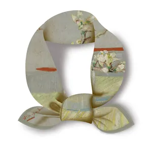 Van Gogh oil painting style floral silk square scarf with bow tied artistic design