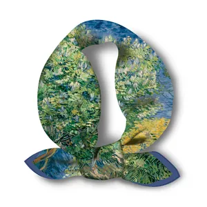 Foulard in seta stile Van Gogh Lilla con stampa floreale di pittura impressionista