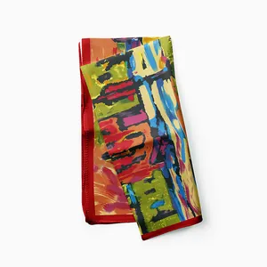 Détail du foulard en soie style peinture à l'huile Van Gogh aux motifs vibrants