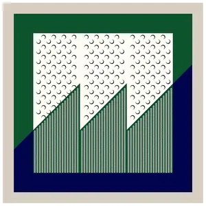 90cm zijden vierkante sjaal met maan- en groene visgraat geometrische patronen