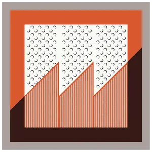90cm zijden vierkante sjaal met geometrische oranje bergen en maanpatroon dames