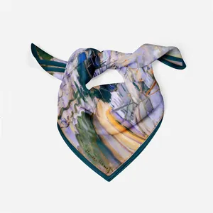 Foulard en soie série Monet 53cm avec imprimé de voiliers au bord de la Seine